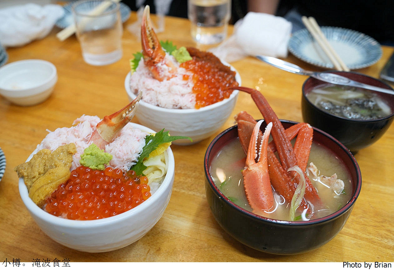 北海道小樽三角市場美食滝波食堂。人氣排隊名店三種海鮮任選組合丼飯