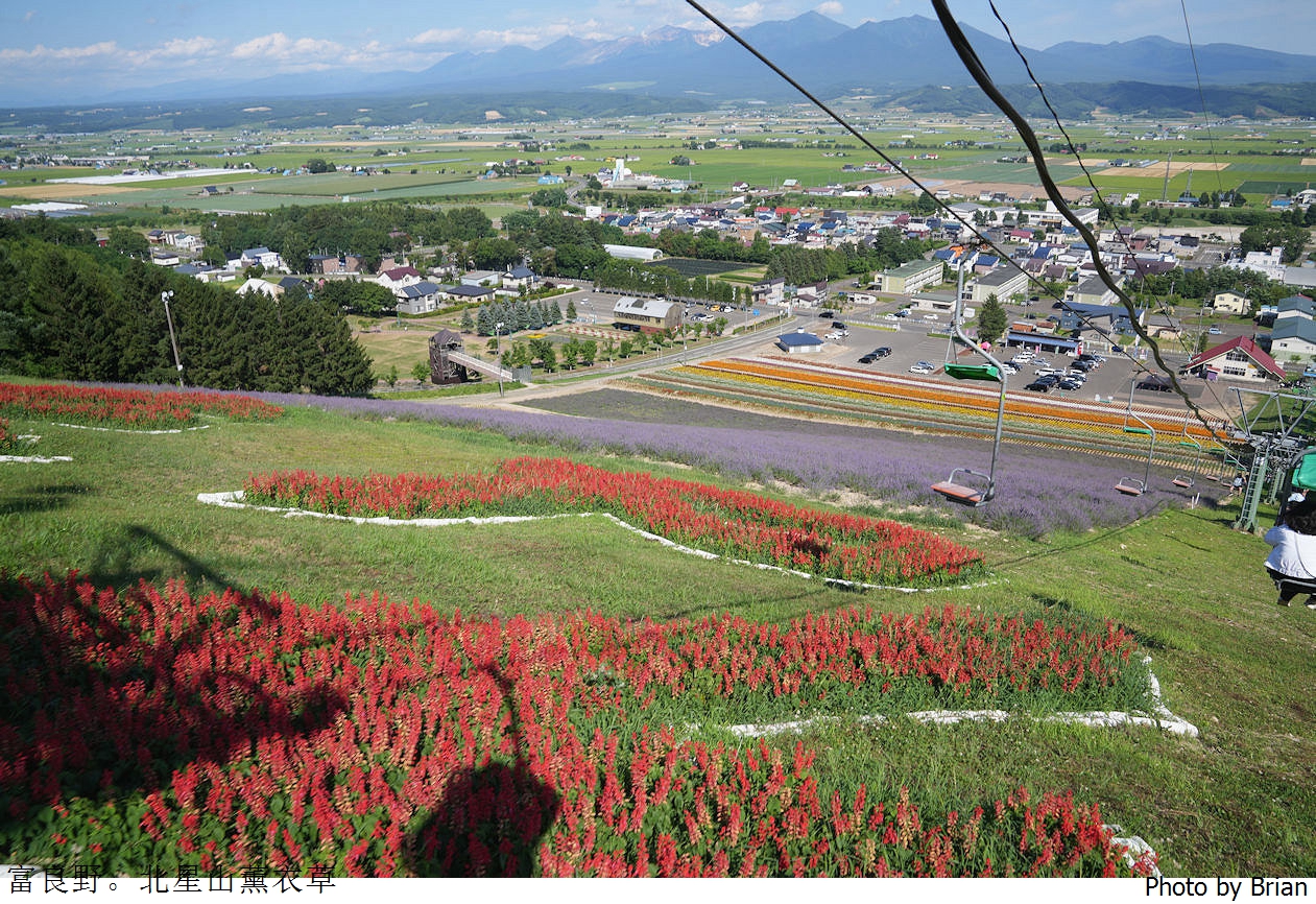 北海道中富良野北星山薰衣草園。搭纜車登高欣賞薰衣草花海搭配十勝連峰 北海道中富良野北星山薰衣草園。搭纜車登高欣賞薰衣草花海搭配十勝連峰